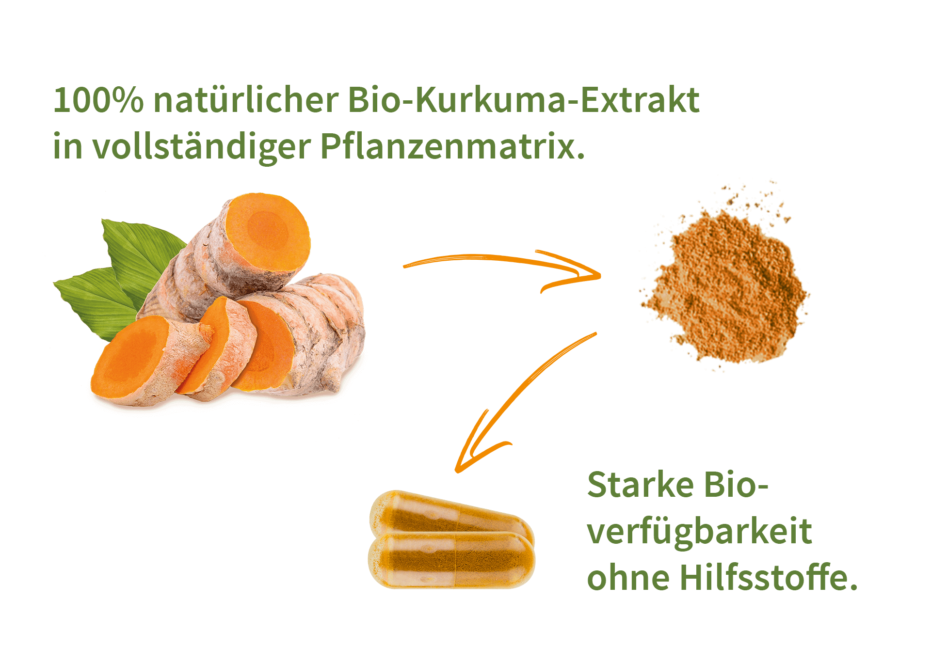 100% natürlicher Bio-Kurkuma-Extrakt in vollständiger Pflanzenmatrix